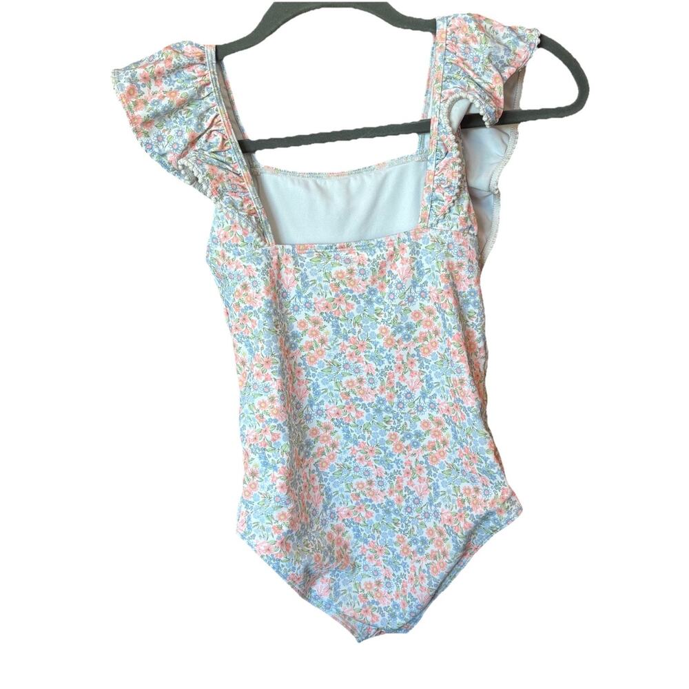 Janie And Jack Girls One Piece Bathing Suit Sz 12 Ruffle Ditsy Floral Beach Summ - Picture 3 of 4